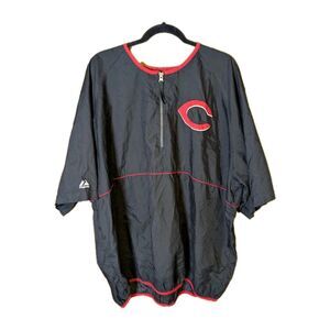 Vintage Majestic Cincinnati Reds Pullover Sz XXL Short Sleeve Windbreaker Jacket